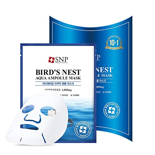 Product Cover SNP - Bird's Nest Ampoule Moisturizing Korean Face Sheet Mask - 11 Sheet Pack - New Year New Skin - Best Valentine's Day Gift Idea for Mom, Girlfriend, Wife, Her