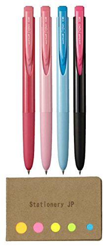 Product Cover Uni-ball Signo RT1 Retractable Gel Ink Pen, Micro Point 0.38mm, Rubber Grip, Black Ink, 4 Color Body, 4-Pack, Sticky notes Value Set