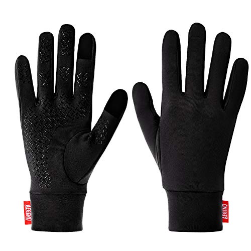 Product Cover aegend Running Gloves Women Men Touch Screen Cycling Sports Mittens Liners Warm Gloves, Black, Medium