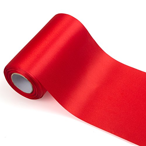Product Cover ADVcer 6 inch Wide Red Satin Ribbon Roll - 24.1 Yard Long Bulk for Christmas Holiday Decorative, Wedding Birthday Ceremonial, Gift Wrapping, Ribbons Cutting, Chair Sashes, Indoor or Outdoor Embellish