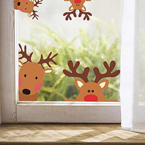 Product Cover TOARTi Reindeer Window Decals Nursery Wall Stickers Car Decal Home Decorations, 10 Count (Reindeer Decals)