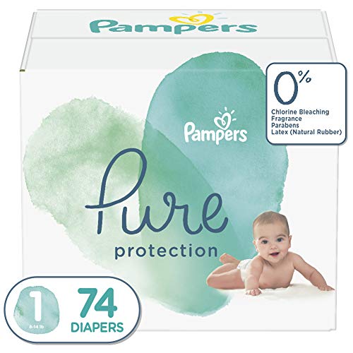 Product Cover Diapers Newborn / Size 1 (74 Count) - Pampers Pure Disposable Baby Diapers, Hypoallergenic and Unscented Protection, Super Pack