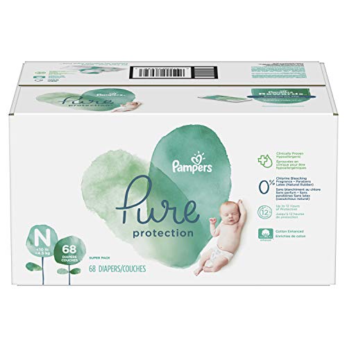 Product Cover Diapers Newborn / Size 0 (<10 lb), 68 Count - Pampers Pure Disposable Baby Diapers, Hypoallergenic and Unscented Protection, Super Pack