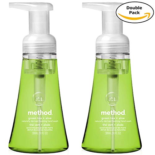 Product Cover Method Naturally Derived Biodegradable Foaming Hand Soap, Green Tea + Aloe Scent, Double Pack, 10 Fl. Oz Each, Total 20 Fl. Oz