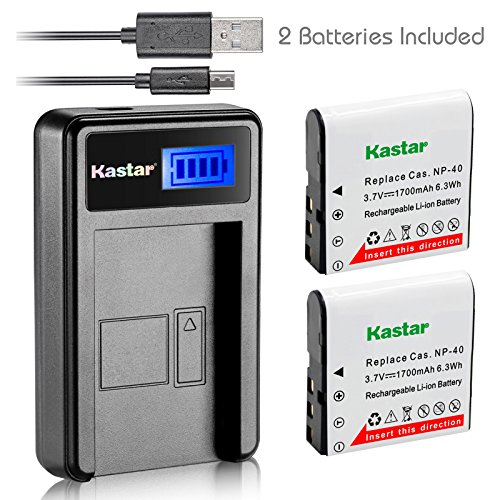 Product Cover Kastar Battery X2 & LCD USB Charger for Kodak LB-06 LB06 LB-060 LB060 PixPro AZ251 AZ365 AZ421 AZ525, Casio Exilim Zoom EX-Z650, HP V5060 V5061 V556 V556AU V5560 V5560U V5560AU, BENQ Dli-202 DLi202