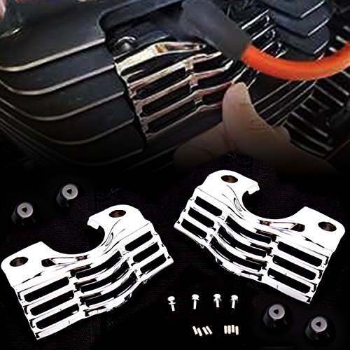 Product Cover CHROME FINNED SLOTTED HEAD BOLT SPARK PLUG COVERS FOR HARLEY TOURING STREET GLIDES KING FLHX FLHR