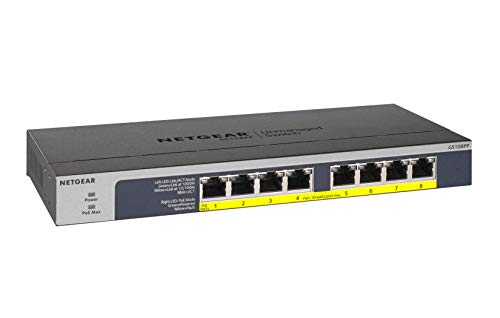 Product Cover NETGEAR 8-Port Gigabit Ethernet Unmanaged PoE Switch (GS108PP) - with 8 x PoE+ @ 123W Upgradeable, Desktop/Rackmount, and ProSAFE Limited Lifetime Protection