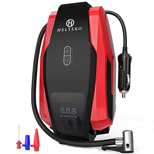 Product Cover Helteko Portable Air Compressor Pump 150PSI 12V - Digital Tire Inflator - Auto Tire Pump with Emergency Led Lighting and Long Cable for Car - Bicycle - Motorcycle - Basketball and other