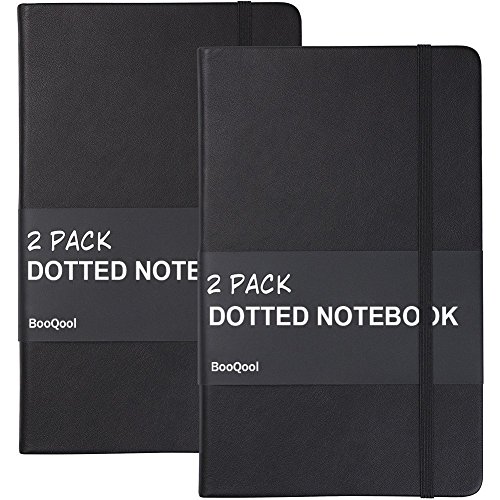 Product Cover 2 Pack Dotted Bullet Grid Journal - Hardcover Dot Grid Notebook, Premium Thick Paper Faux Leather with Fine Inner Pocket (5.4 x 8.3)