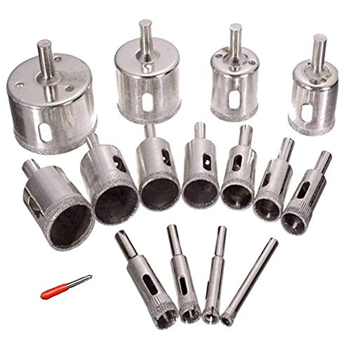 Product Cover Tile Hole Saw, 15 PCS Diamond Drill Bits 6-50mm Glass Tile Hollow Core Extractor Remover Tools for Glass, Ceramics, Porcelain, Ceramic tile