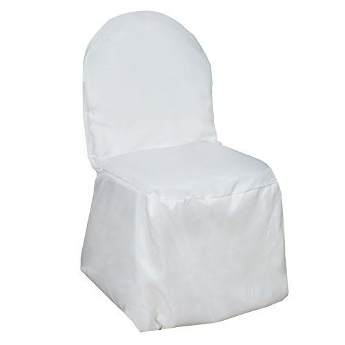 Product Cover BalsaCircle 100 pcs Ivory Polyester Banquet Chair Covers for Party Wedding Linens Decorations Dinning Ceremony Reception Supplies