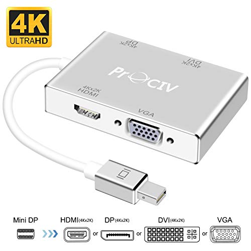 Product Cover Mini DisplayPort to HDMI DVI DP 4K VGA Adapter, Mini DP Thunderbolt Adapter Converter for MacBook Air/MacBook/MacBook Pro/Surface Pro/Surface Book/ThinkPad, Christmas Stocking Stuffers Electronic Gift