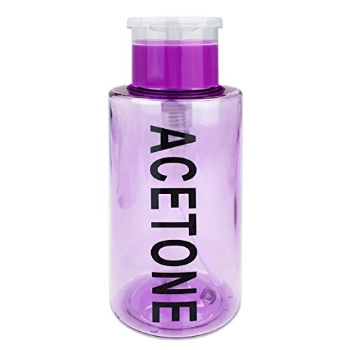 Product Cover PANA Brand 10oz. (Quantity: 1 Pieces) Acetone Labeled Liquid Push Down Pump Dispenser Bottle (Purple)