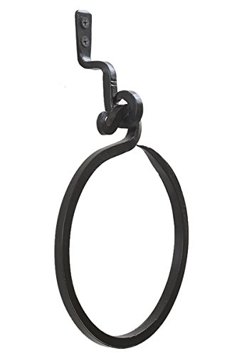 Product Cover Marie Décor Blacksmith Handmade Wrought Iron Towel Ring, Decorative Towel Holder (Black)
