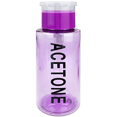 Product Cover PANA Brand 7oz. (Quantity: 1 Pieces) Acetone Labeled Liquid Push Down Pump Dispenser Bottle (Purple)
