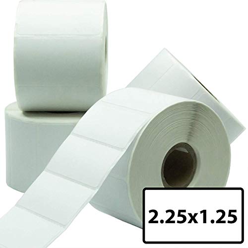 Product Cover Eucatus Premium, Extra Sticky 2.25x1.25 Direct Thermal Label 12 Pack. Bulk (12,000) Perforated 2 1/4 x 1 1/4 Self-Adhesive Stickers for FBA FNSKU Barcodes. Zebra Printer Compatible. 2.25 x 1.25