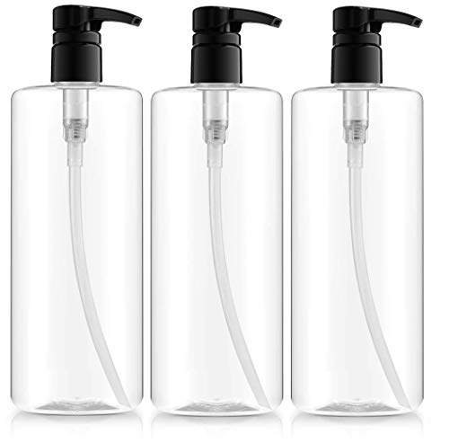 Product Cover Empty Shampoo Pump Bottles, 32oz(1Liter), BPA-FREE, Plastic (PETE1) Cylinder, Pack of 3