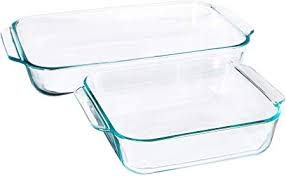 Product Cover Pyrex Basics Clear Glass Baking Dishes - 2 Piece Value-Plus Pack - 1 Each: 3 Quart Oblong, 2 Quart Square
