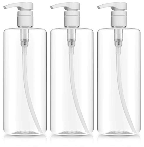 Product Cover Empty Shampoo Pump Bottles, 32oz(1Liter), BPA-FREE, Plastic (PETE1) Cylinder, Pack of 3
