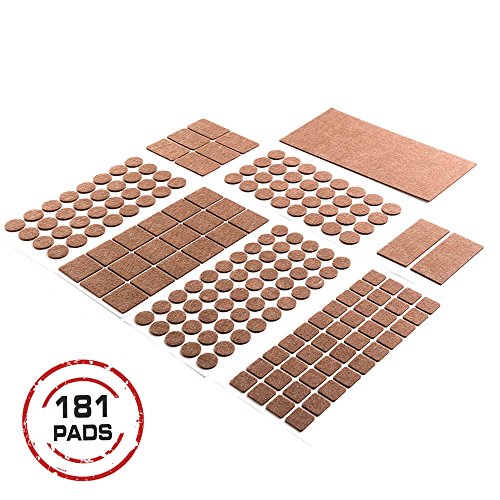 Product Cover Heavy Duty Self ADHESIVE FURNITURE PADS-Brown.Your Best Wood Floor Protectors. ULTRA LARGE Pack 181 pcs./Floor protectors/Hardwood Floor Protector.Best Felts Wood Floor Protectors.ALL POPULAR SIZES