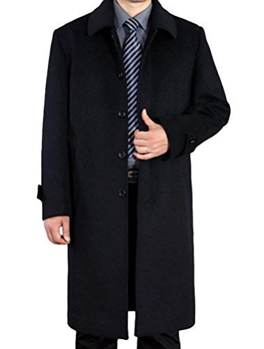 Product Cover Mordenmiss Men's Wool Single Breasted Winter Trench Jacket Woolen Pea Coat
