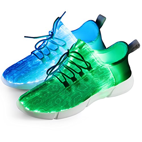 Product Cover Shinmax Fiber Optic LED Shoes, Light Up Shoes for Women Men USB Charging Flashing Luminous Trainers for Festivals, Christmas Party White