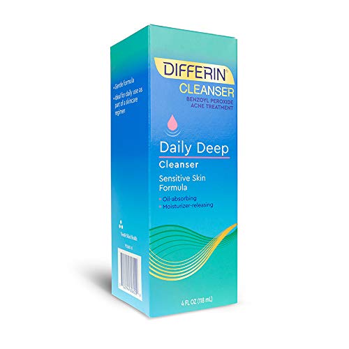 Product Cover Differin Daily Deep Cleanser - Sensitive Skin Formula.  Deep Cleans With The Power Of Maximum Strength Benzoyl Peroxide But With Less Irritation and Redness, 4 ounce
