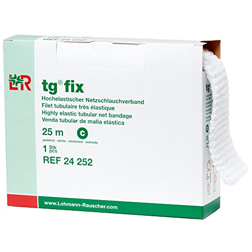 Product Cover Lohmann & Rauscher tg Fix Net Tubular Bandage, Elastic Net Wound Dressing, Bandage Retainer for Large Extremities, Size C (65.0 cm When Stretched x 2.5 m)