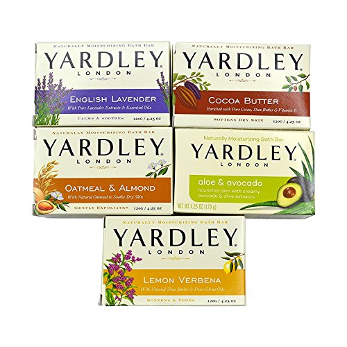 Product Cover Yardley London Soap Bath Bar Bundle - 10 Bars: English Lavender, Oatmeal and Almond, Aloe and Avocado, Cocoa Butter, Lemon Verbena  4.25 Ounce Bars (Pack of 10 Bars, Two of each)