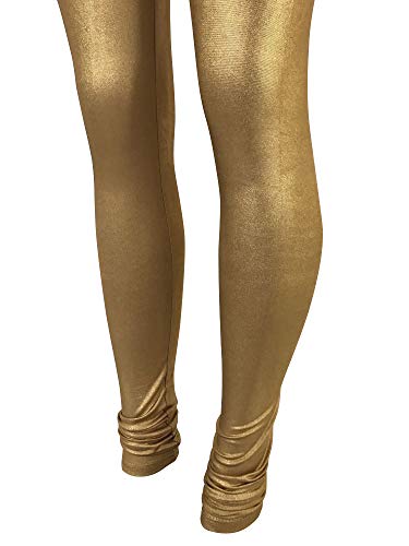 Product Cover Gold or Silver Indian Shiny Women Legging Bollywood Dance Pants (L/XL/2XL-Fits USA(6-10), Gold)