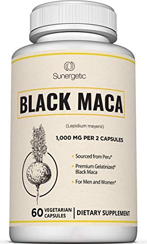 Product Cover Premium Black Maca Capsules - 1,000mg of Black Maca Root per Serving - Gelatinized Black Maca Powder from Peru - Powerful Black Maca Supplement - 60 Vegetarian Capsules