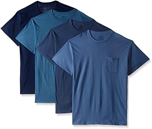 Product Cover Fruit of The Loom Men's Pocket Crew Neck T-Shirt, Luxury Blues Collection, X-Large (Pack of 4)