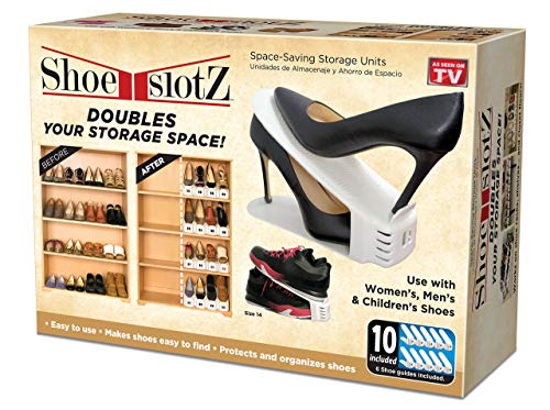 Product Cover Shoe Slotz Space-Saving Storage Units in Ivory | As Seen on TV | No Assembly Required | Limited Edition Price Club Value Pack, 10 Piece Set (1)