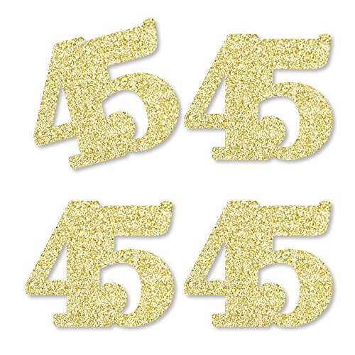 Product Cover Gold Glitter 45 - No-Mess Real Gold Glitter Cut-Out Numbers - 45th Birthday Party Confetti - Set of 24