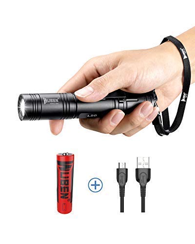 Product Cover WUBEN 1200 Lumens LED Flashlight USB Rechargeable (18650 Battery Included) IP68 Waterproof Ultra Bright Tactical Flash light Torch 5 Lighting Modes for Outdoor Camping Hiking Cycling