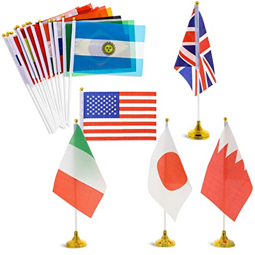 Product Cover Juvale 24-Piece International World Country Desk Flags with Stands, 8.3 x 5.5 Inches