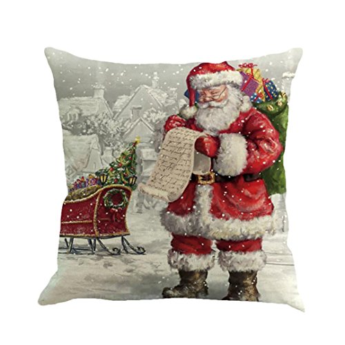 Product Cover Tsmile Pillow case Printing Dyeing Linen Square Throw Flax Sofa Bed Home Decoration Cushion Festival Pillow Covers (45cm X 45cm) (H)