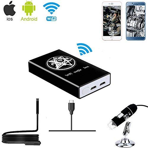 Product Cover Jiusion Wireless WiFi Box Compatible with iPhone iPad Android Phone Tablet, Micro USB/USB to WiFi Converter for USB Digital Microscope Endoscope Borescope Mini Magnification Camera