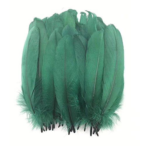 Product Cover Celine lin 100PCS Dyed Home Decor Goose Feather for DIY Art,Home Party Or Wedding 6-8inch,Dark Green