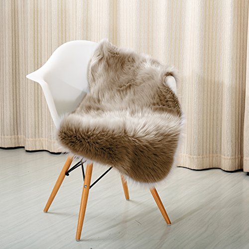 Product Cover Reafort High Pile Super Soft Faux Sheepskin Rug, Chair Cover, Sofa Cover 20inx36in (20