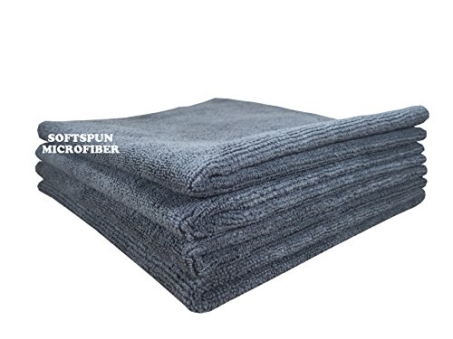 Product Cover SOFTSPUN Microfiber Cloth - 4 pcs - 40x40 cms - 340 GSM Grey - Thick Lint & Streak-Free Multipurpose Cloths - Automotive Microfibre Towels for Car Bike Cleaning Polishing Washing & Detailing