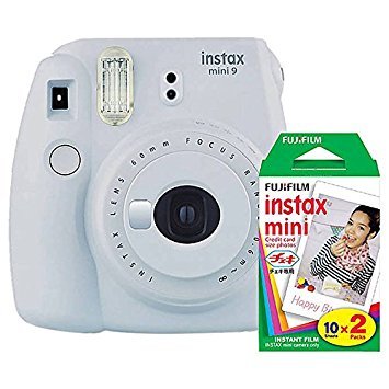 Product Cover Fujifilm instax Mini 9 Instant Camera (Smokey White) and instax Film Twin Pack (20 Exposures) Bundle