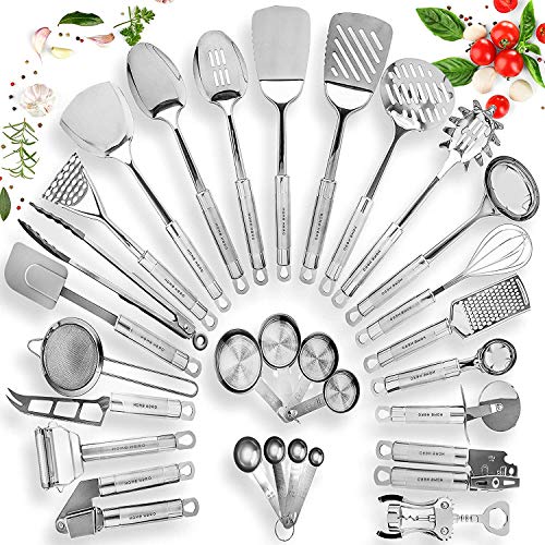 Product Cover Home Hero Stainless Steel Kitchen Utensil Set - 29 Cooking Utensils - Nonstick Kitchen Utensils Cookware Set with Spatula - Best Kitchen Gadgets Kitchen Tool Set Gift