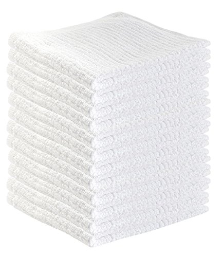 Product Cover HomeLabels Kitchen Bar Mop Cleaning Towels (12 Pack, 16 x 19 Inch) - Pure Cotton White Kitchen Towels, Restaurant Cleaning Towels, Shop Towels and Rags - Bulk Bar Mop Set