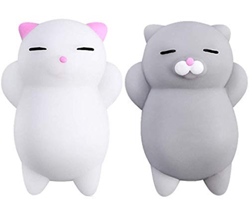 Product Cover NUTTY TOYS Squishy Cat Set - 2 Soft Silicone Kawaii Kitties, Top Stress Relief Gifts 2019, Unique Stocking Stuffer Idea for Kids & Adults, Best Teen Girls & Tweens Present for Christmas 2020