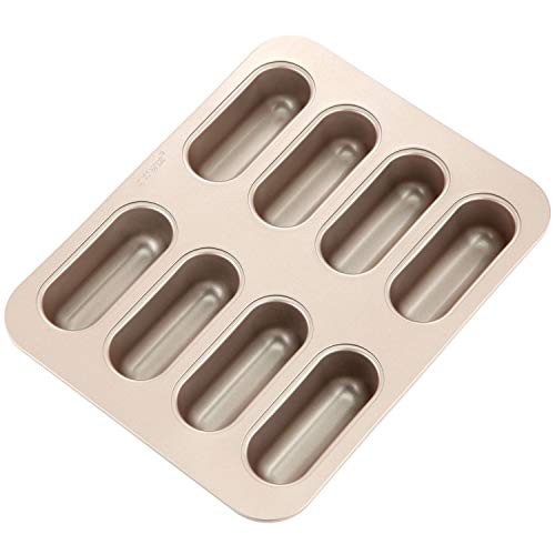 Product Cover CHEFMADE Twinkie Cake Pan, 8-Cavity Non-Stick Mini Hotdog-Shaped Muffin Bakeware, FDA Approved for Oven and Instant Pot Baking (Champagne Gold)