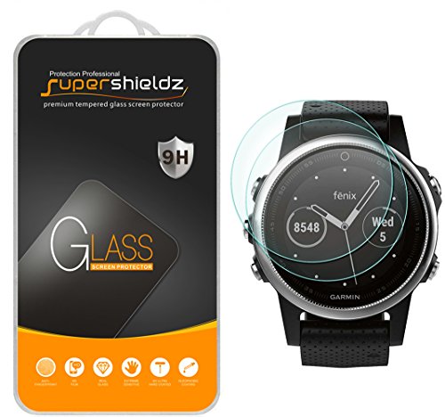 Product Cover (2 Pack) Supershieldz for Garmin Fenix 5S Tempered Glass Screen Protector, Anti Scratch, Bubble Free