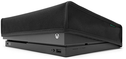 Product Cover Xbox One X Dust Cover by Foamy Lizard - THE ORIGINAL MADE IN U.S.A. TexoShield (TM) premium ultra fine soft velvet lining nylon dust guard with back cable port (Horizontal)