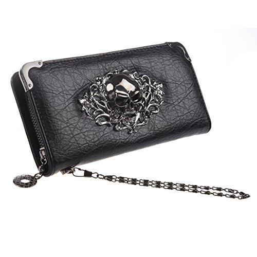 Product Cover HOYOFO Skull Wallets for Women Long Purse Phone Card Holder Cool Fashion Clutch Wallet, Black