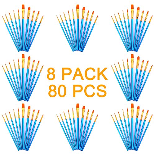 Product Cover AOOK 80 Pieces Paint Brush Set Professional Paint Brushes Artist for Watercolor Oil Acrylic Painting (8-Pack 80pcs)